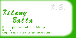 kileny balla business card